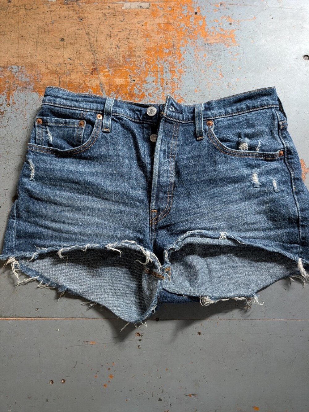 Levi's Distressed Denim Shorts - Blue